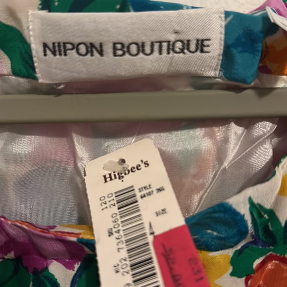 Vintage Silk Dress Floral Pattern Faux Wrap Nipon Boutique US 4 - Picture 9 of 10